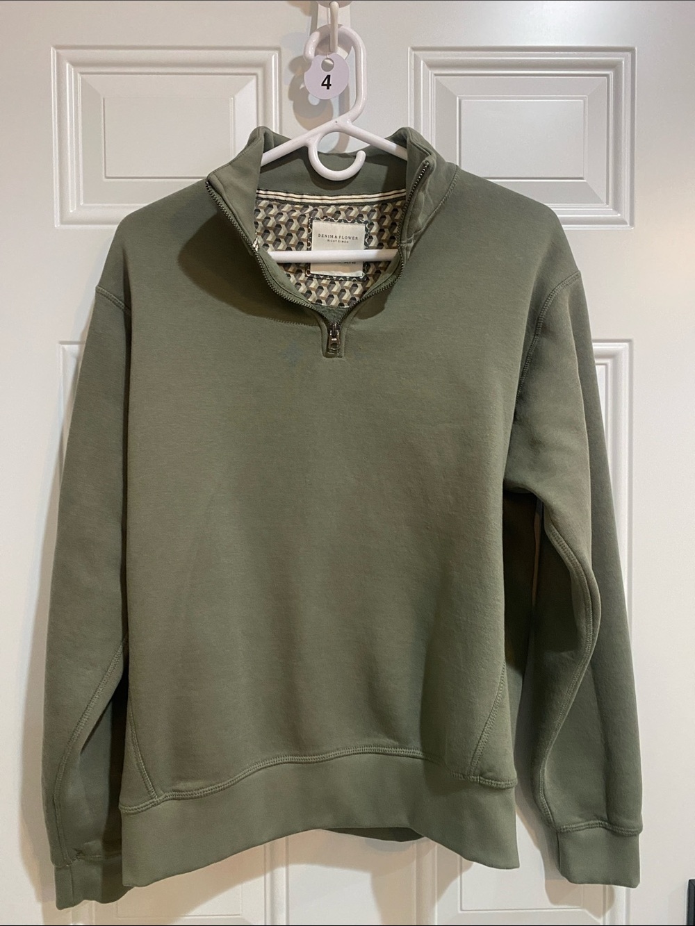 Denim & Flower Men's Olive Green Half-Zip Pullover